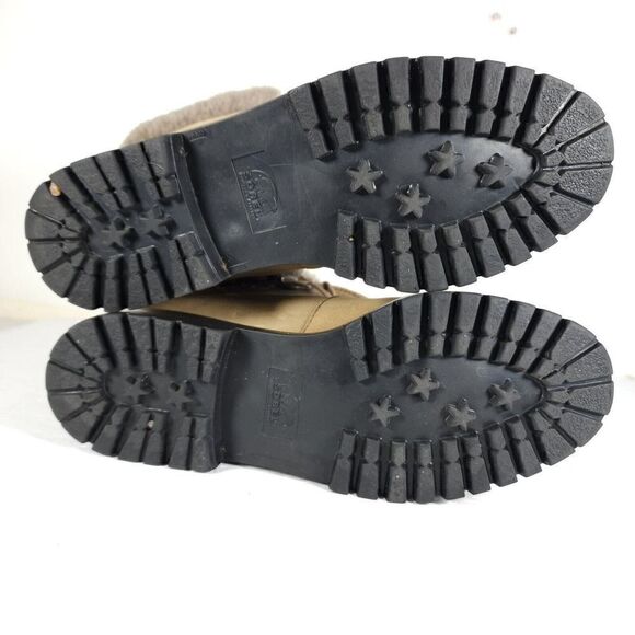 Sorel Women's Kaufman US 8M Beige Leather Lined Lace Up Shearling Winter Boots - Picture 12 of 13